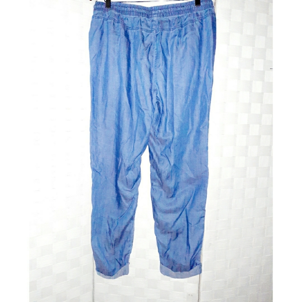 Ellen Tracy Drawstring Cuffed Ankle Chambray Pants - image 4